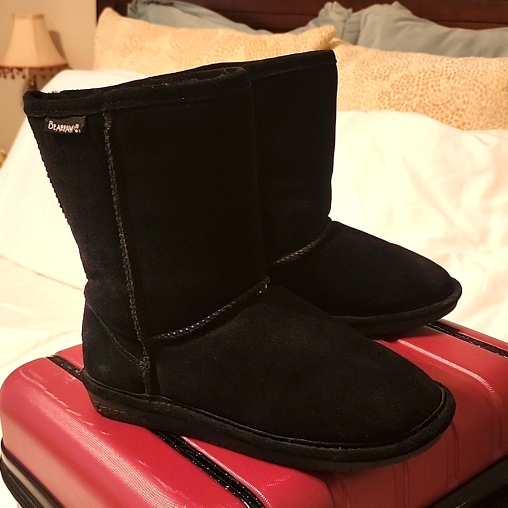 Bearpaw Womens Fur Lined Black Boots Size 7